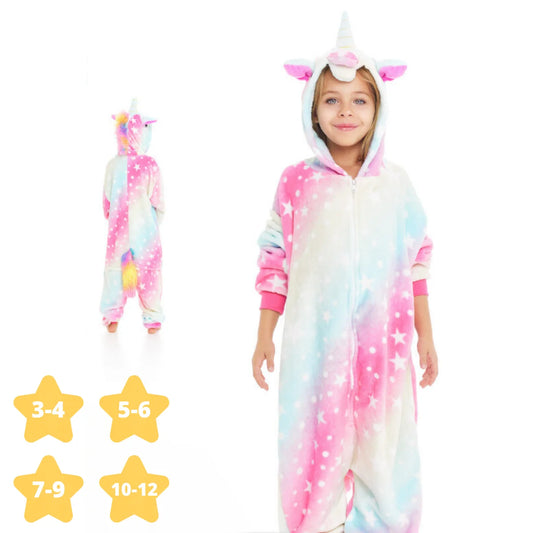 Disfraz Pijama "Unicornio Estrellado" para Niñas - Traje de Carnaval Infantil para Fiestas - Pijama Mono Enterizo infantil Multicolor de Unicornio