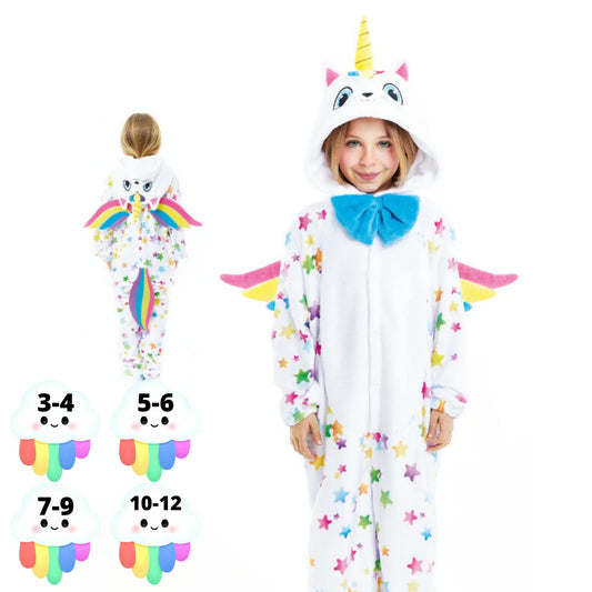 Disfraz Pijama "Unicornio Multicolor" para Niñas - Traje de Carnaval Infantil para Fiestas - Pijama Mono Enterizo infantil Multicolor de Unicornio