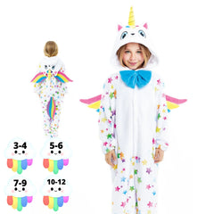Disfraz Pijama "Unicornio Multicolor" para Niñas - Traje de Carnaval Infantil para Fiestas - Pijama Mono Enterizo infantil Multicolor de Unicornio