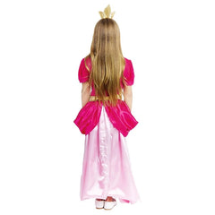 Disfraz Princesa "Peach" para niñas - Traje Vestido Corona y Guantes de Carnaval Infantil para Fiestas Cumpleaños Princesa Peach