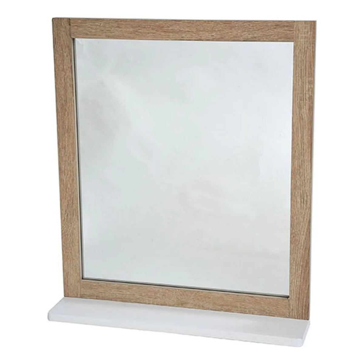 Espejo con Estante 'Stockholm' Espejo de Cristal + 1 Balda, Mueble Estantería de Baño de Madera, Resistente al Agua y Humedad 48x10x53,5cm