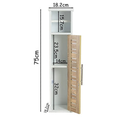 Mueble Portarrollos con Reserva 'Stockholm' 1 Puerta + Estante Interior | Mueble de Baño para Almacenaje del Papel Higiénico + 1 Balda, Resistente al Agua y Humedad 18x18x75cm