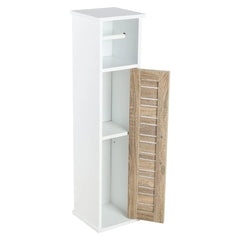 Mueble Portarrollos con Reserva 'Stockholm' 1 Puerta + Estante Interior | Mueble de Baño para Almacenaje del Papel Higiénico + 1 Balda, Resistente al Agua y Humedad 18x18x75cm