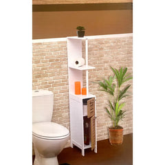 Mueble Columna para Baño 'Stockholm' 2 Puertas + Estante Interior | Mueble de Baño para Almacenaje, Especial Espacios Pequeños y Reducidos, Resistente al Agua y Humedad 30x18x83cm