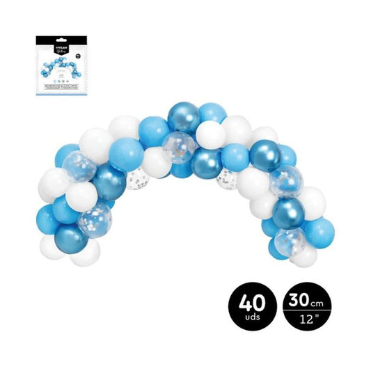 Set globos azul metalizado arco