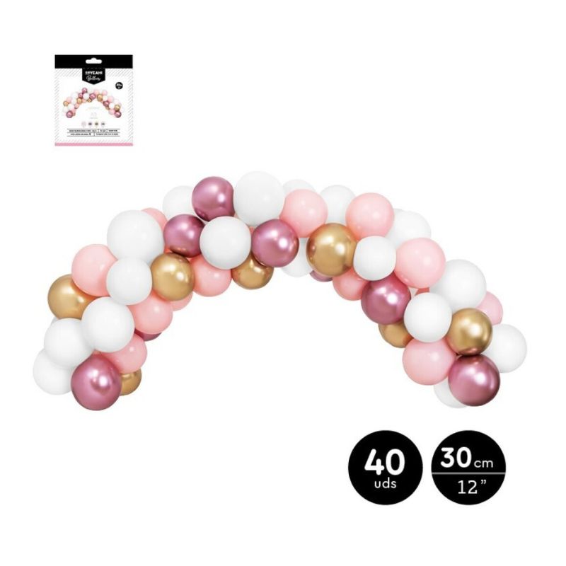 Set globos rosa metalizado arco