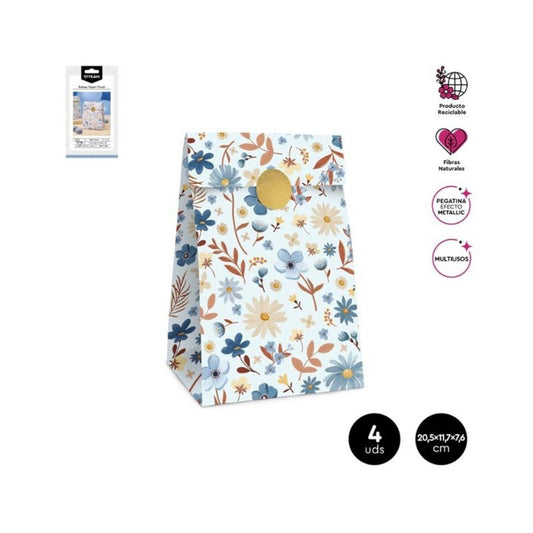 Bolsa papel de flores azul