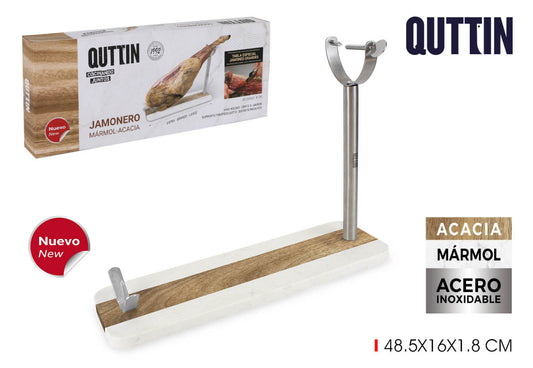 Soporte Jamonero Marmol-Acero Quttin 48,5x16x1,8 cm