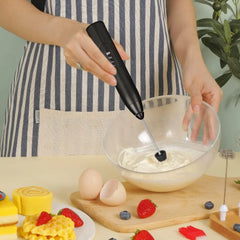 Espumador de Leche Eléctrico con dos Cabezales Mezcladoras, Fácil de Limpiar, Multiusos, Batidor de Huevos, Chocolate, 3 velocidades, Mezclador de Mano, Batidora Eléctrica, Batería Recargable, Producto Seguro y Duradero