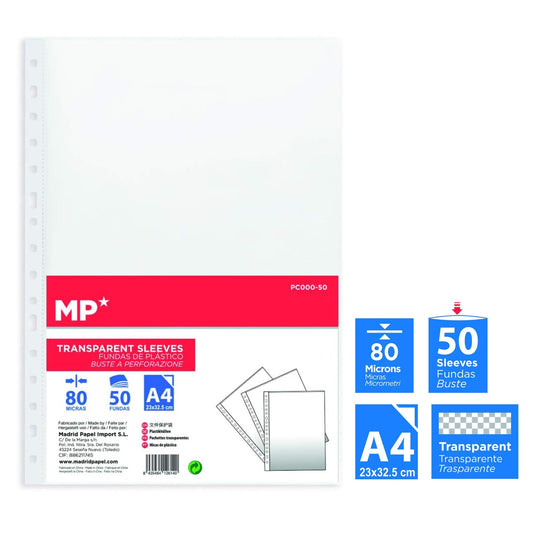 Fundas FOLIO A4 50 uds 80 micras liso