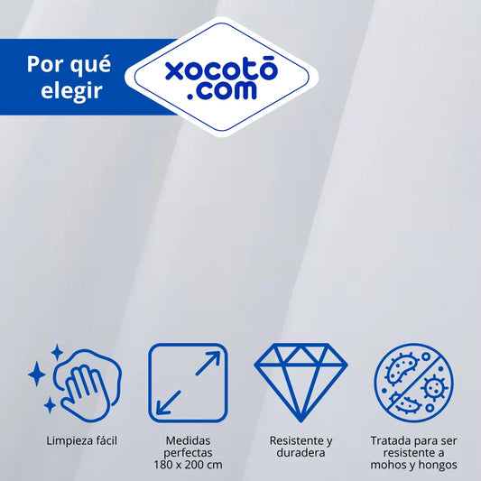 Cortina de Ducha Lisa 100% PEVA 180x200cm