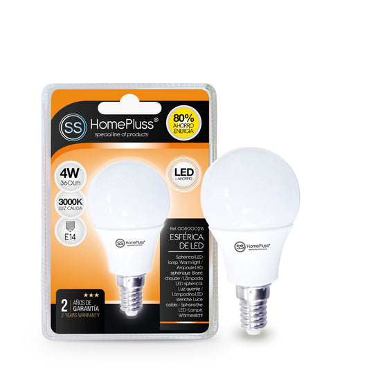 Bombilla esférica E14 3000K [Potencia a escoger]
