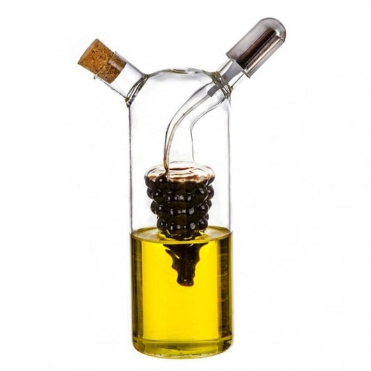 Aceitera y vinagrera decorada de cristal