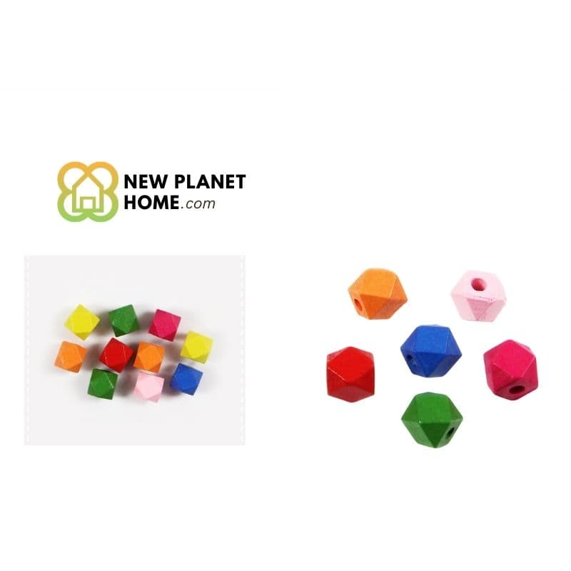 Perla de madera hexagonal multicolor 10mm 10g/paquete