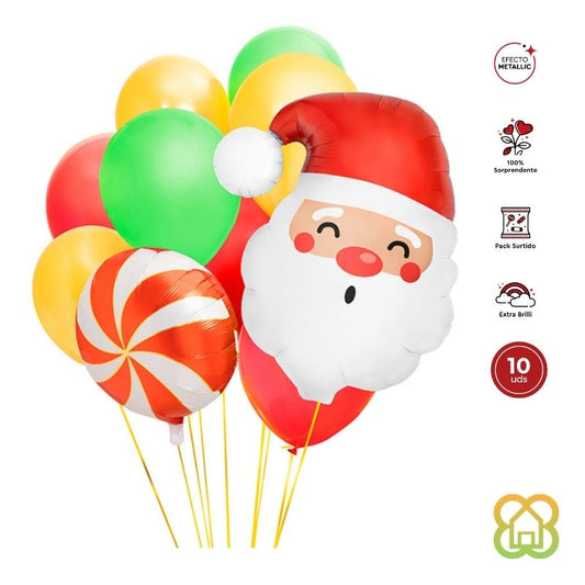 Set Globos Papa Noel Foil 10UD