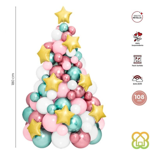 Set Globos Árbol Navidad Champagne