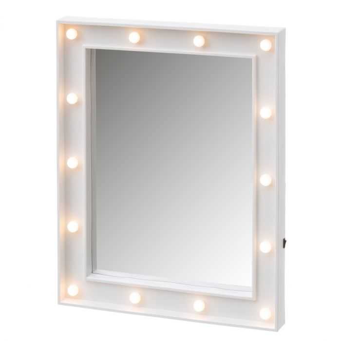 Espejo con luz led polipropileno blanco 39 x 4 x 49 cm