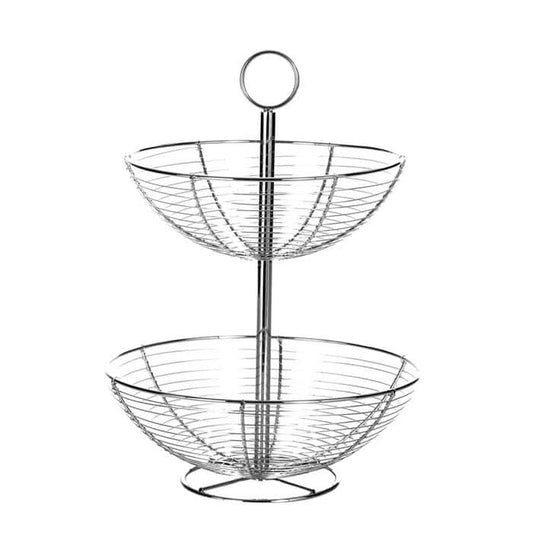 Frutero 2 alturas metal cromado 29,50 x 29,50 x 41 cm