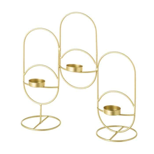 Portavelas Metal Dorado 30x10x30 cm