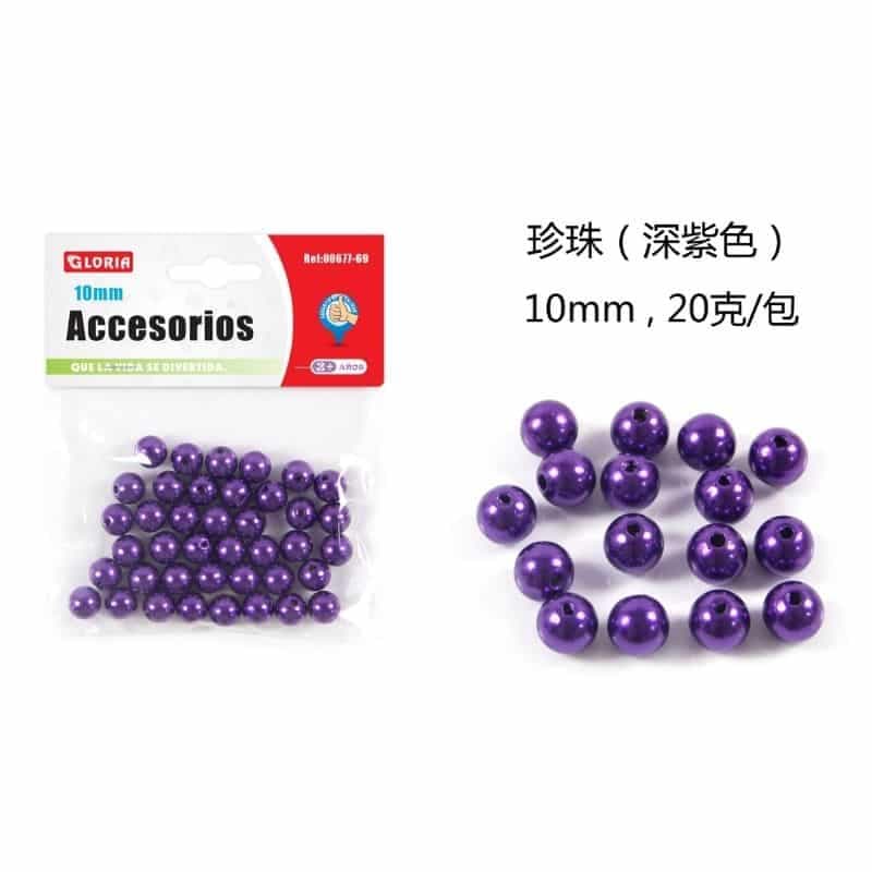 Perla violeta oscuro 10mm 20g/paquete