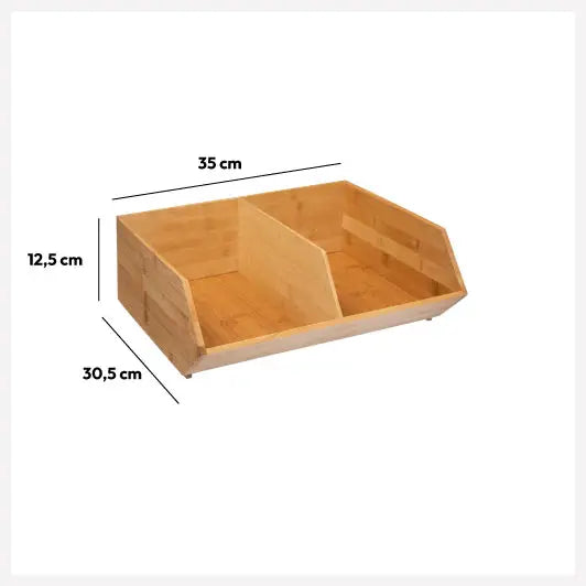 Caja Organizador de Bambú Apilable Sliding Doble