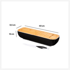 Panera con tabla de cortar y cuchillo, caja para pan baguette