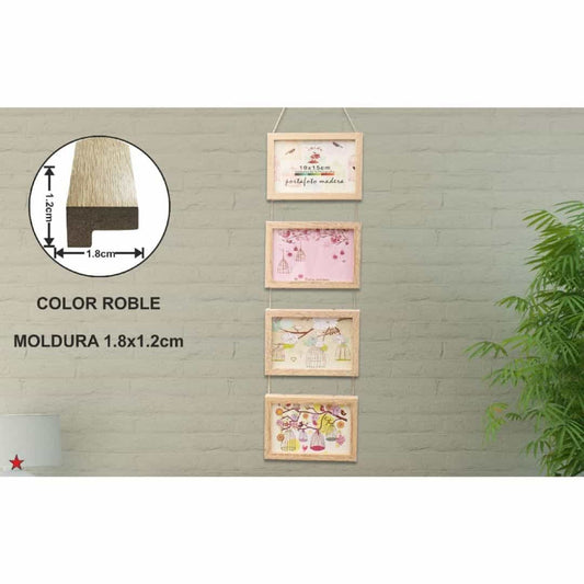 Marco colgante de madera 10x15cm - 4 marcos