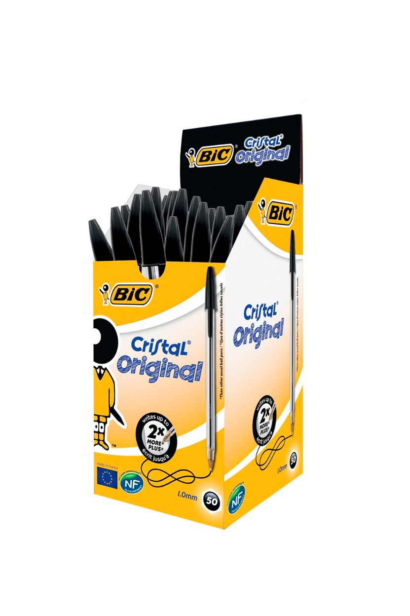 Pack 50 Bolígrafos BIC Cristal Negro