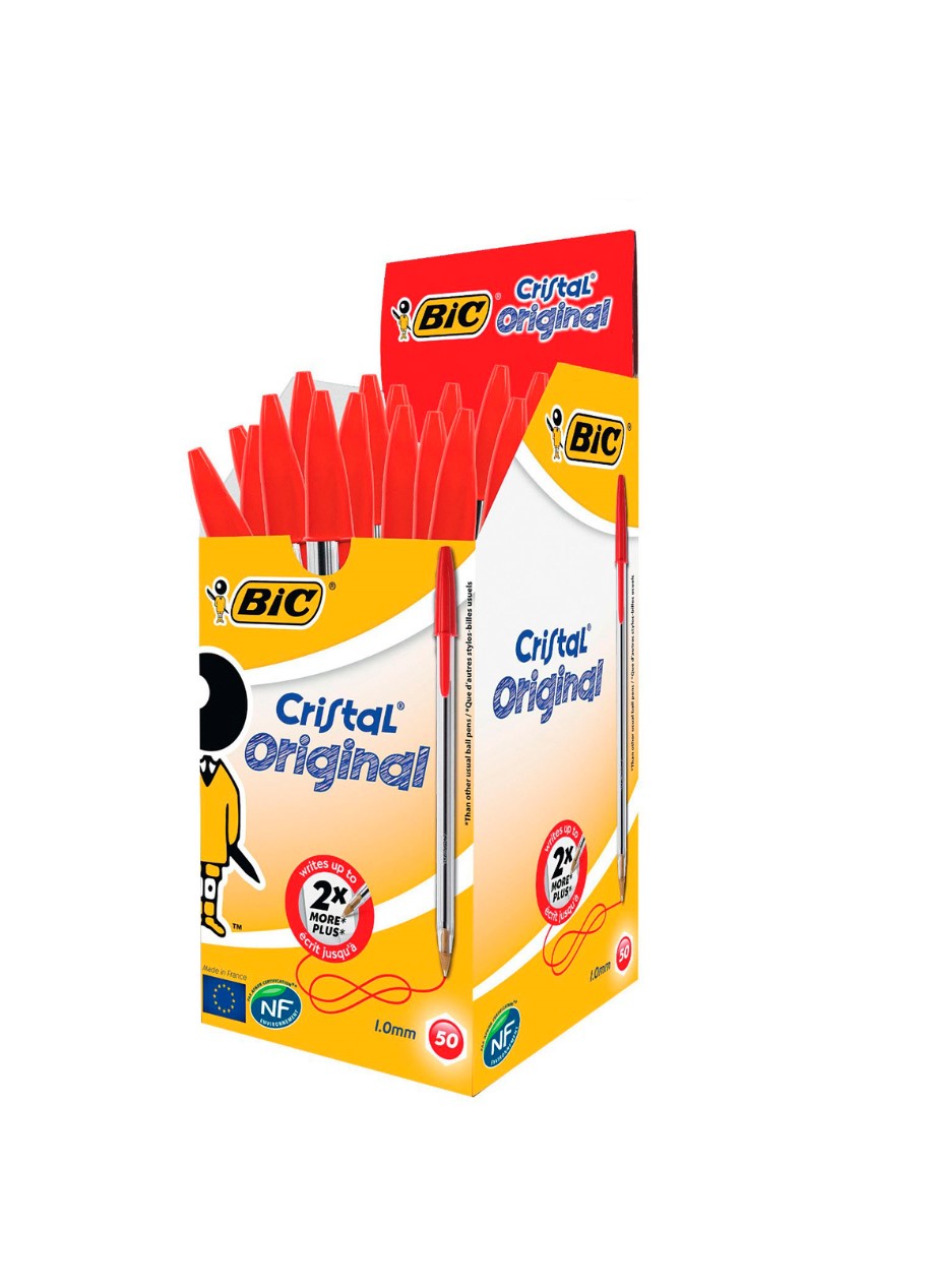 Pack 50 Bolígrafos BIC Cristal Rojo