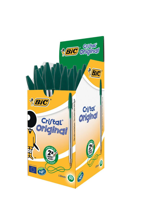Pack 50 Bolígrafos BIC Cristal Verde