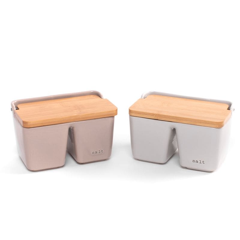Salero Doble Cerámica "Salt" [Colores a elegir] 16x10x10cm