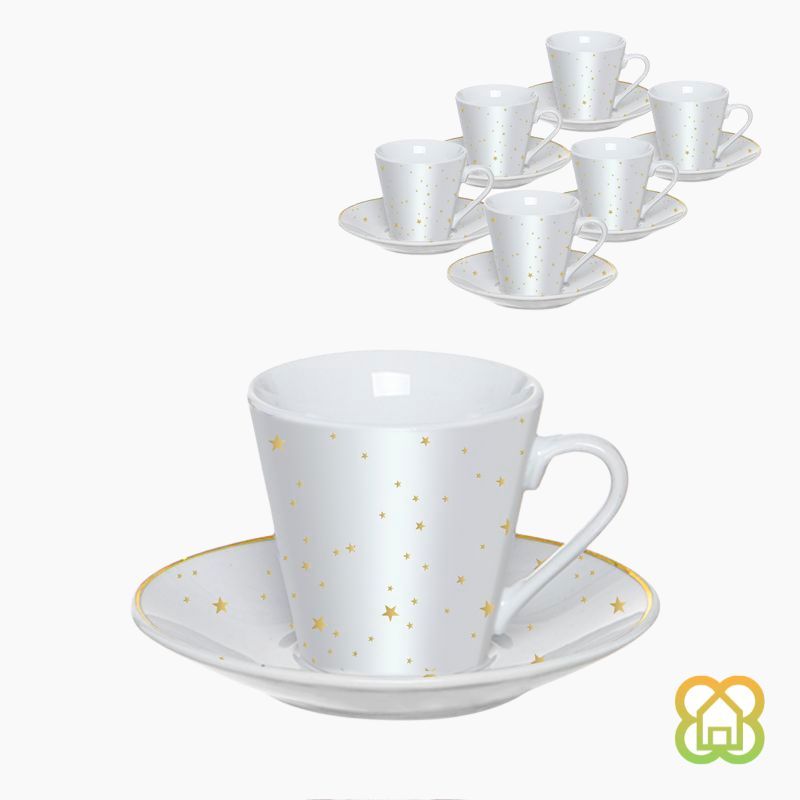 Juego Cafe 6x90ml Estrellas Oro "Gold'N"