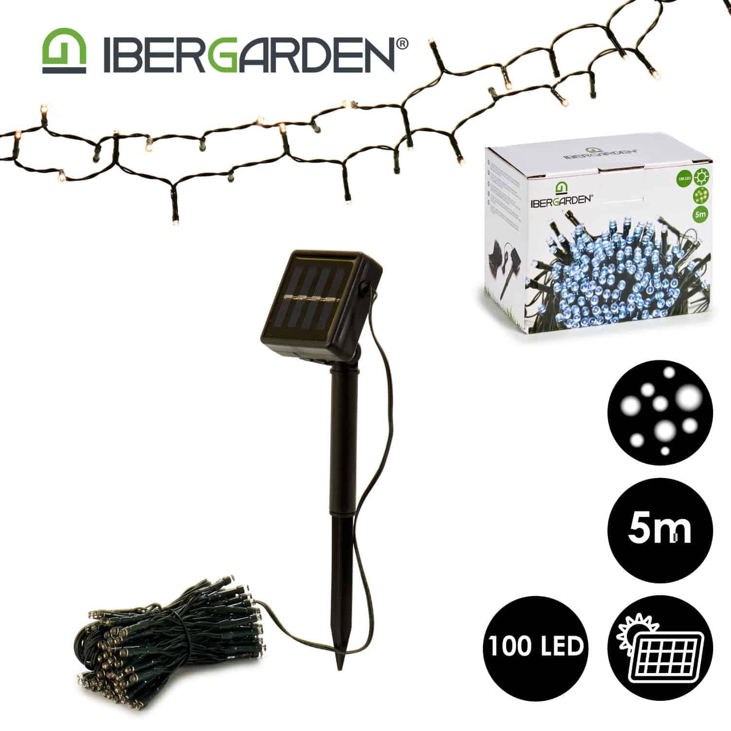 Guirnalda solar 100 leds blancas