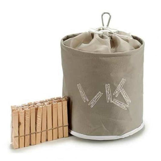 Bolsa con 20 pinzas madera 18x18x18 cm