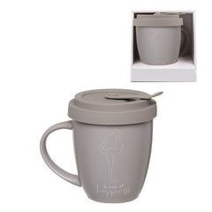 Mug 360ml tapa silicona "Yoga" gris