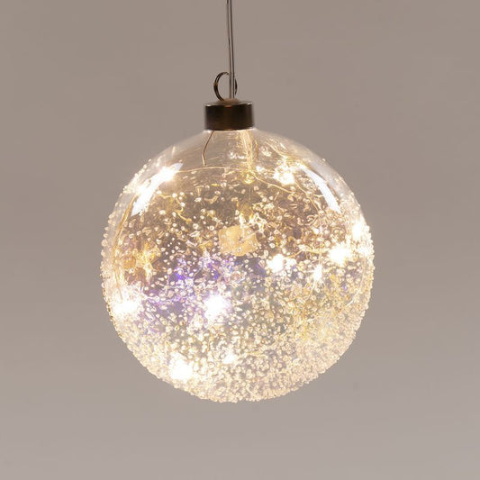 Bola Cristal 12cm con Luz Ornamentada 12x12x12cm