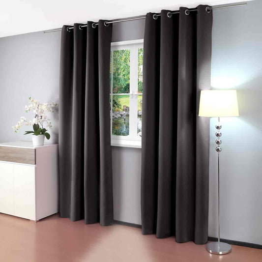 Cortina con ojales de tela aprox. 140x 260 cm negro