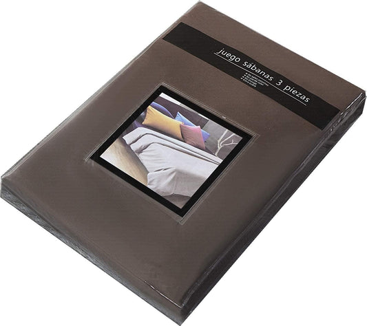 Juego de Sábanas 3 Piezas Marrón[Medidas a elegir]