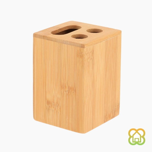 Vaso Portacepillos De Bambú 7x7x10cm - BathBoo Collection