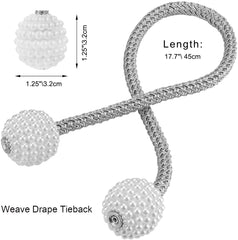 Lote de 2 cordones de sujeción magnéticos para cortinas, decorados con perlas, para cortinas de ventana pequeñas, finas o...