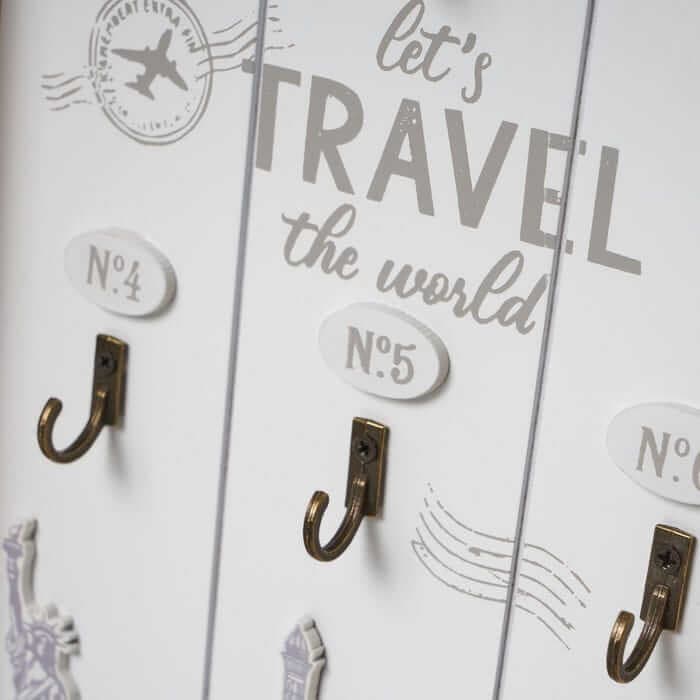 Cuelga llaves 6 ganchos mdf/Paulownia 20x30x3 cm