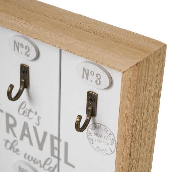 Cuelga llaves 6 ganchos mdf/Paulownia 20x30x3 cm