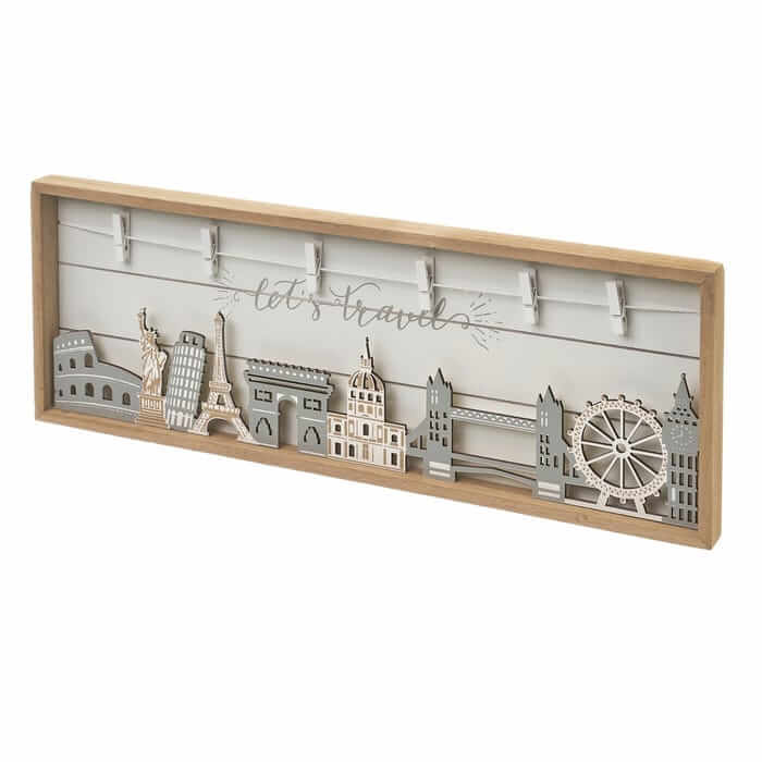 Portafotos con Pinzas Mdf/Paulownia 49x18x2,5 cm