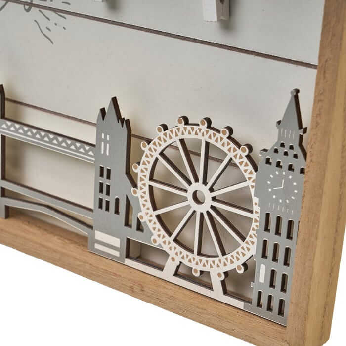 Portafotos con Pinzas Mdf/Paulownia 49x18x2,5 cm