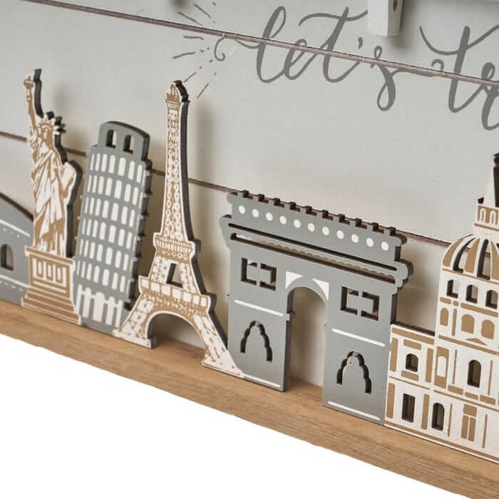 Portafotos con Pinzas Mdf/Paulownia 49x18x2,5 cm