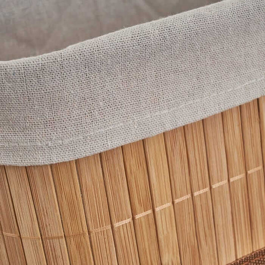 Set 4 cestas Bambú/Tela natural 36x26x18 cm