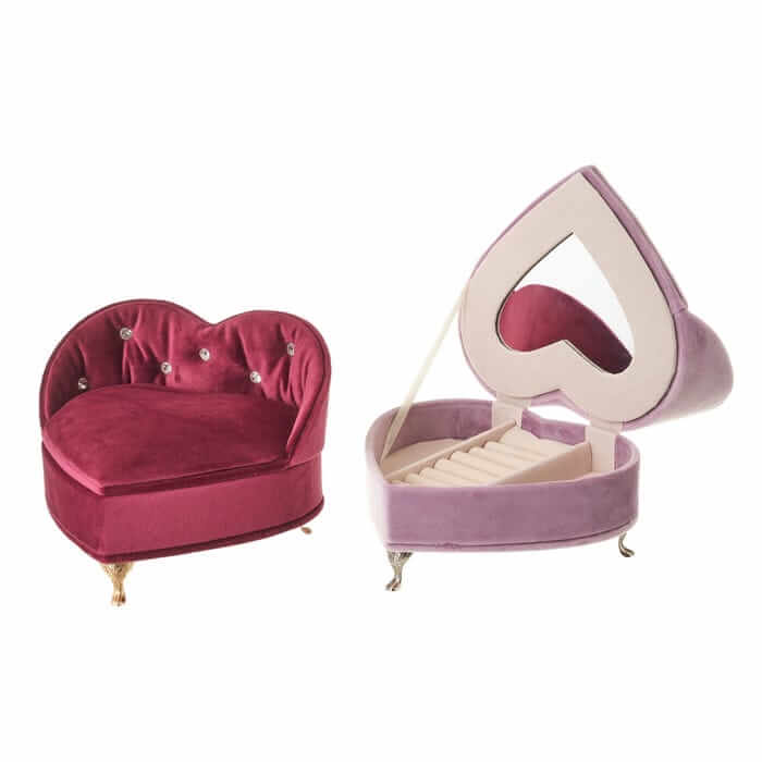 Joyero MDF-Terciopelo 17x15,50x13 cm Sillón Corazón