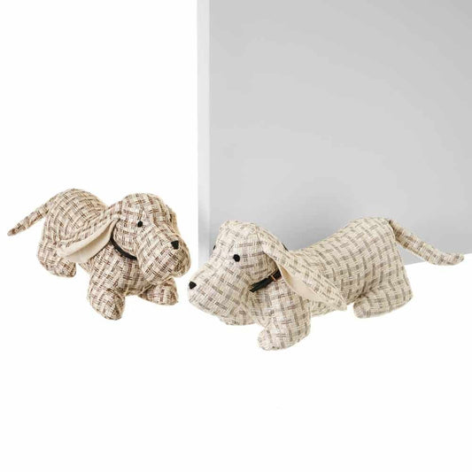 Set 2 topes puertas  perro tela-gravilla 39x15x20cm