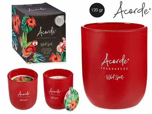 Vela en vaso decorado 120gr - Frutos Rojos