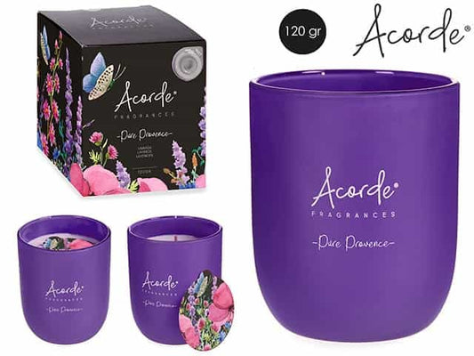 Vela en vaso decorado 120gr - Lavanda